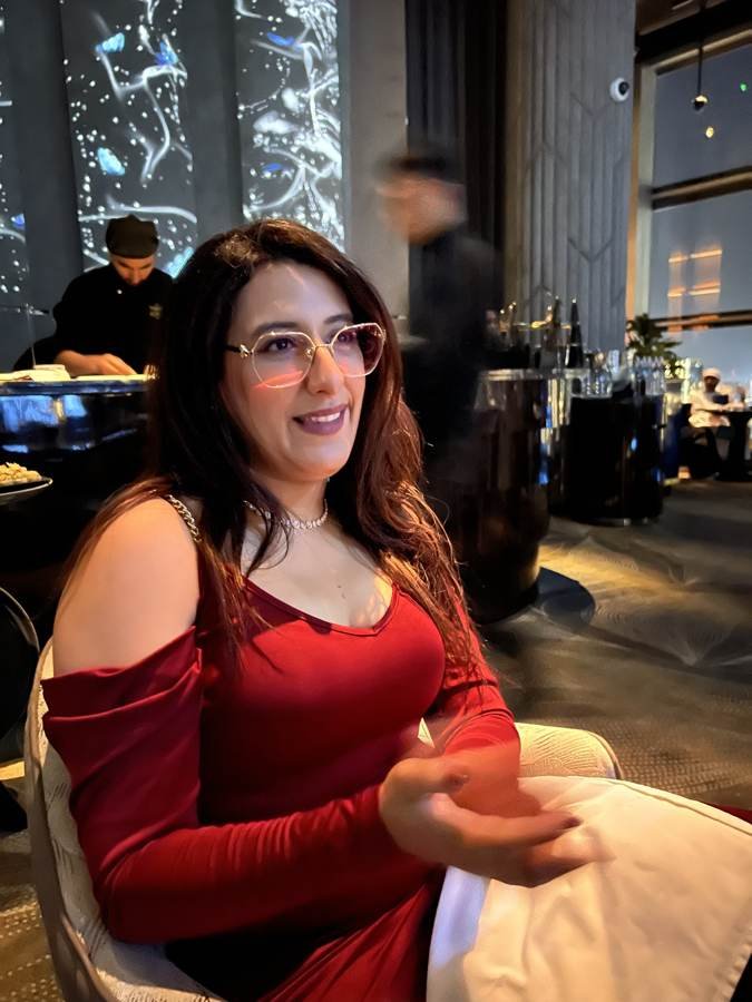 red dress, rooftop table