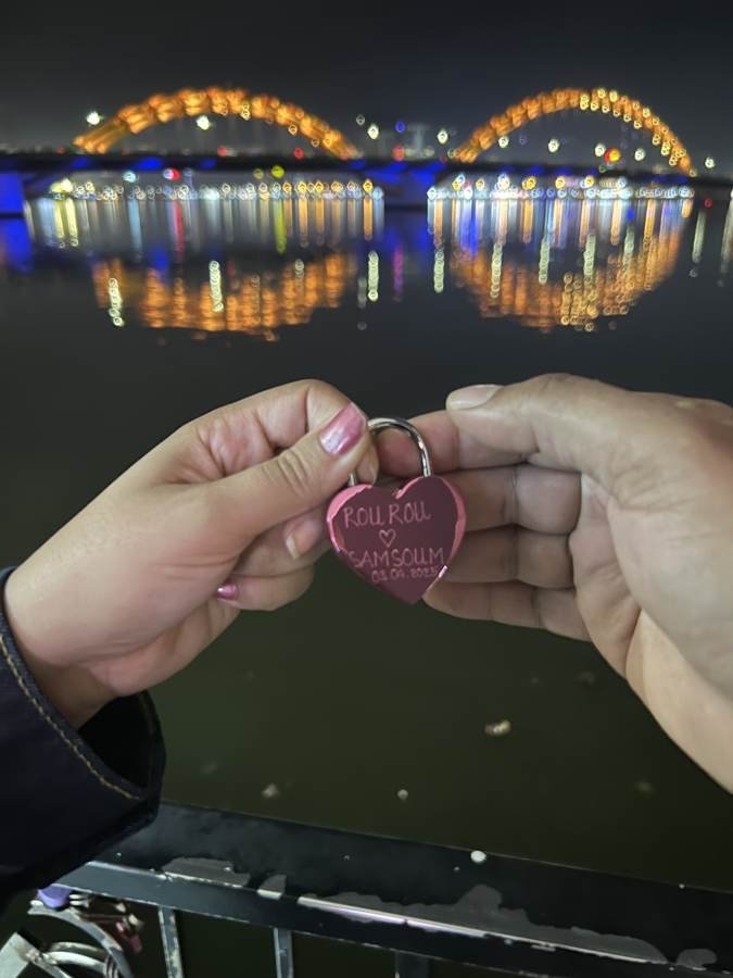a heart lock on the bridge