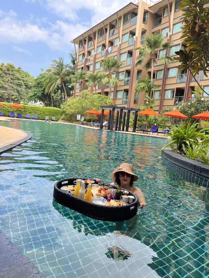 breakfast on a floating tray