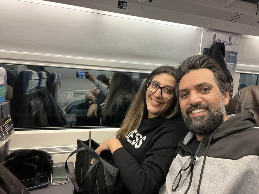 on the train