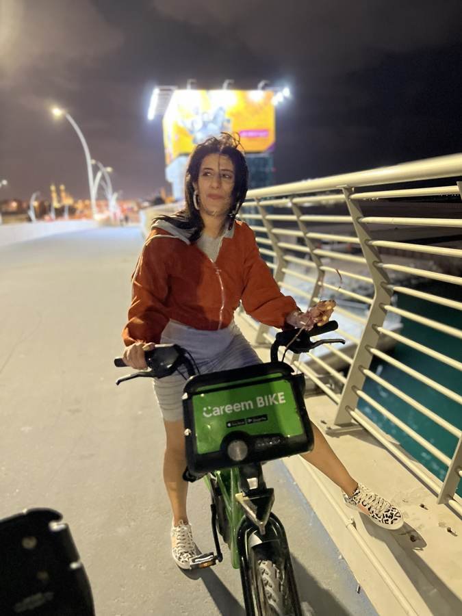 night bike ride, Careem green